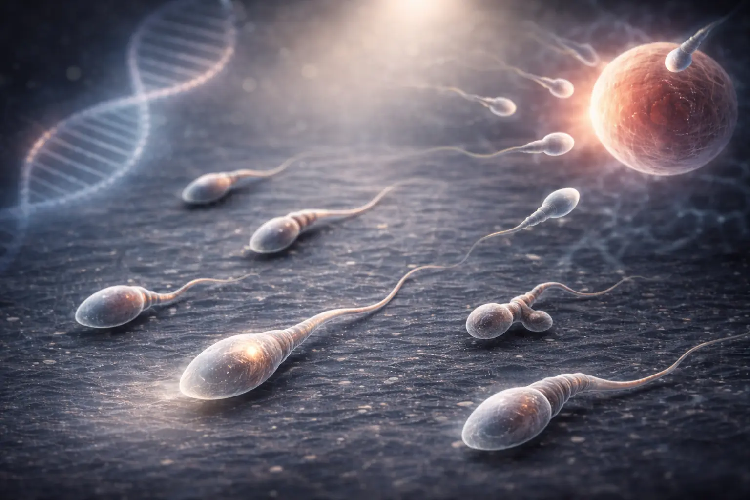 Male infertility 4 hidden causes and the genetic link showing low sperm count with abnormal sperm cells and DNA background